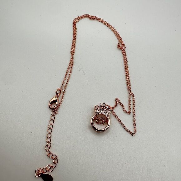 NIB Rose Gold tone "crown" and floating cz diamond pendant, necklace! - Picture 5 of 13